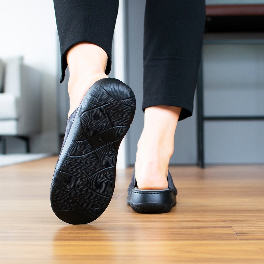 Minfot Tofflor Stretch Dam Zebra Svart