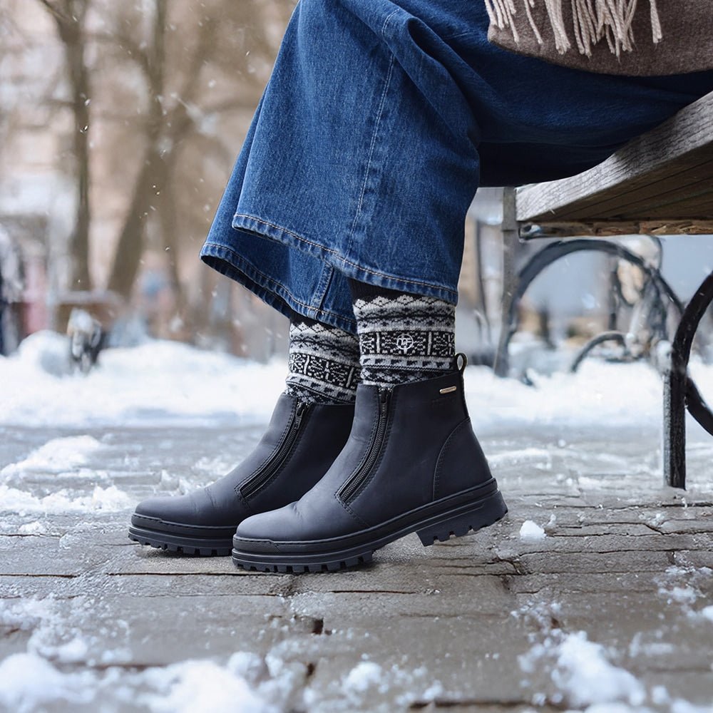 Minfot Dubbskor Haga Skinn Ull Svart