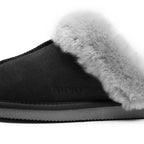 Minfot Fårskinnstofflor Slip-on Duved med sula Svart