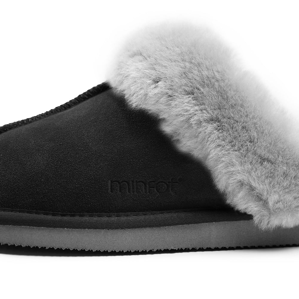 Produktbild 9 - Minfot Fårskinnstofflor Slip-on Duved med sula Svart