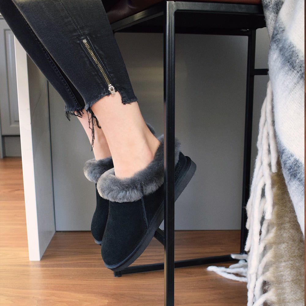 Produktbild 9 - Minfot Tofflor Fårskinn Bergen med sula Svart