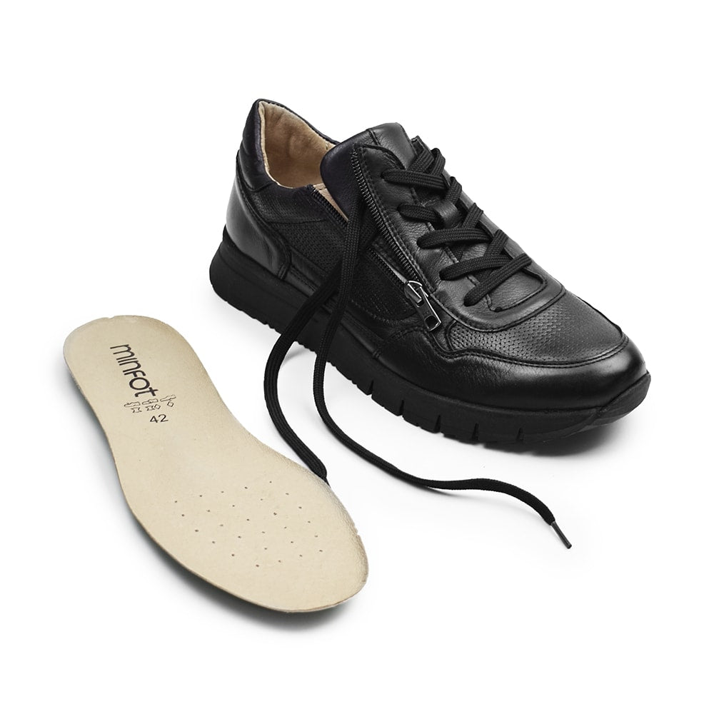 Minfot Max Comfort Sneakers Zip Skinn Svart