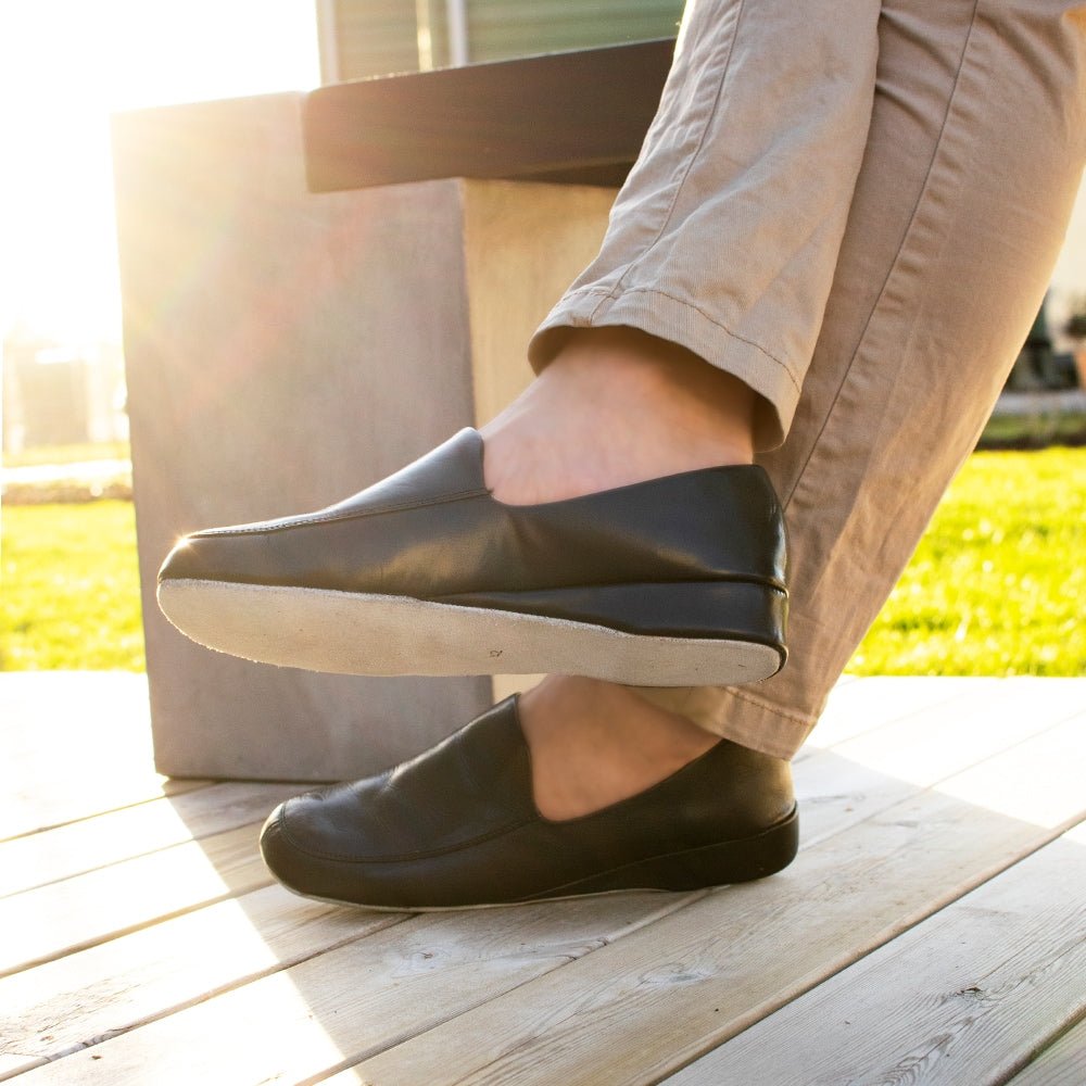 Produktbild 2 - Minfot Herrtofflor Hans Läder Hälkappa Svart