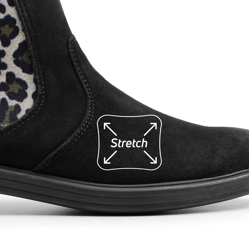 Produktbild 4 - Minfot Bou Chelsea Boots med zip Stretch Nubuck Svart Leopard
