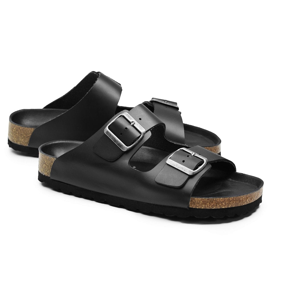 Minfot Uni Bred Biosandal Skinn Svart