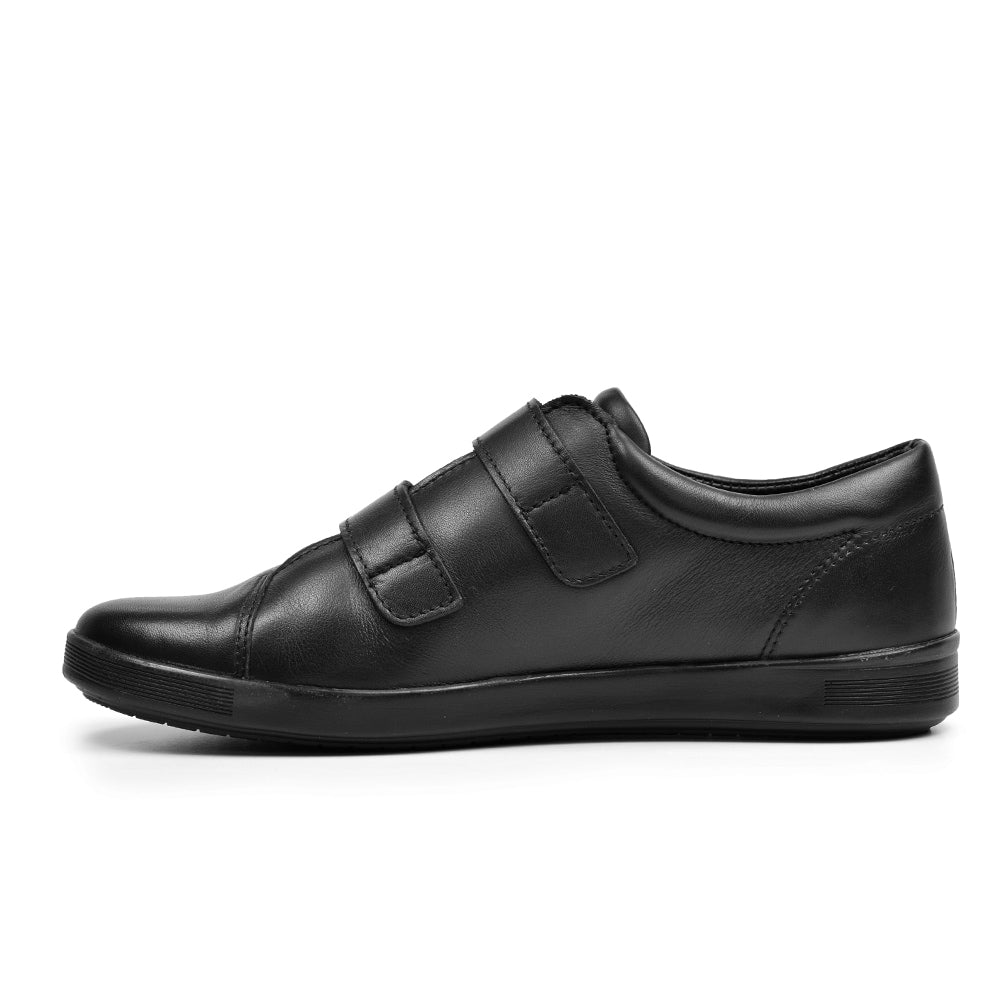 Minfot Aveny Skinn Sneaker med Kardborreband Svart