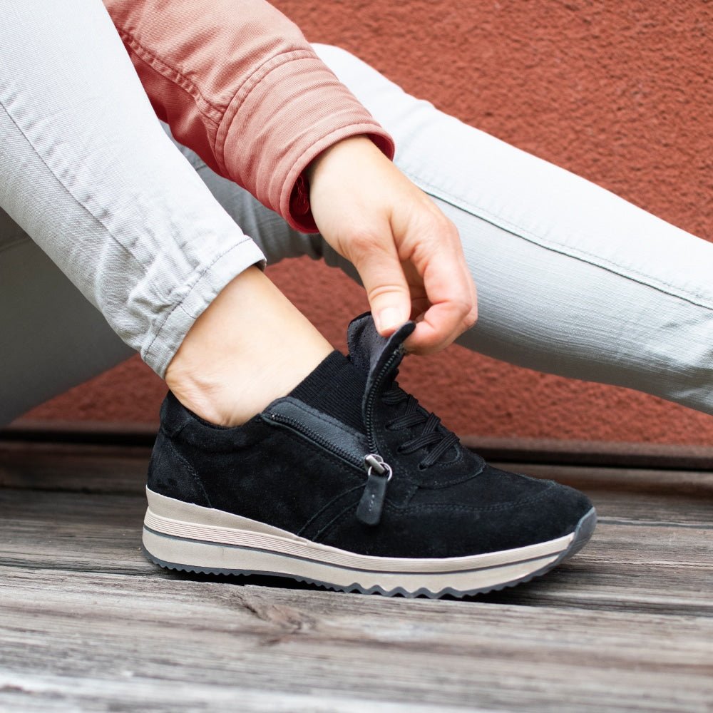 Minfot Cloe Sneaker Dam Dragkedja Mocka Svart