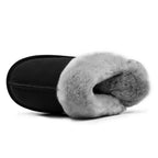 Minfot Fårskinnstofflor Slip-on Duved med sula Svart