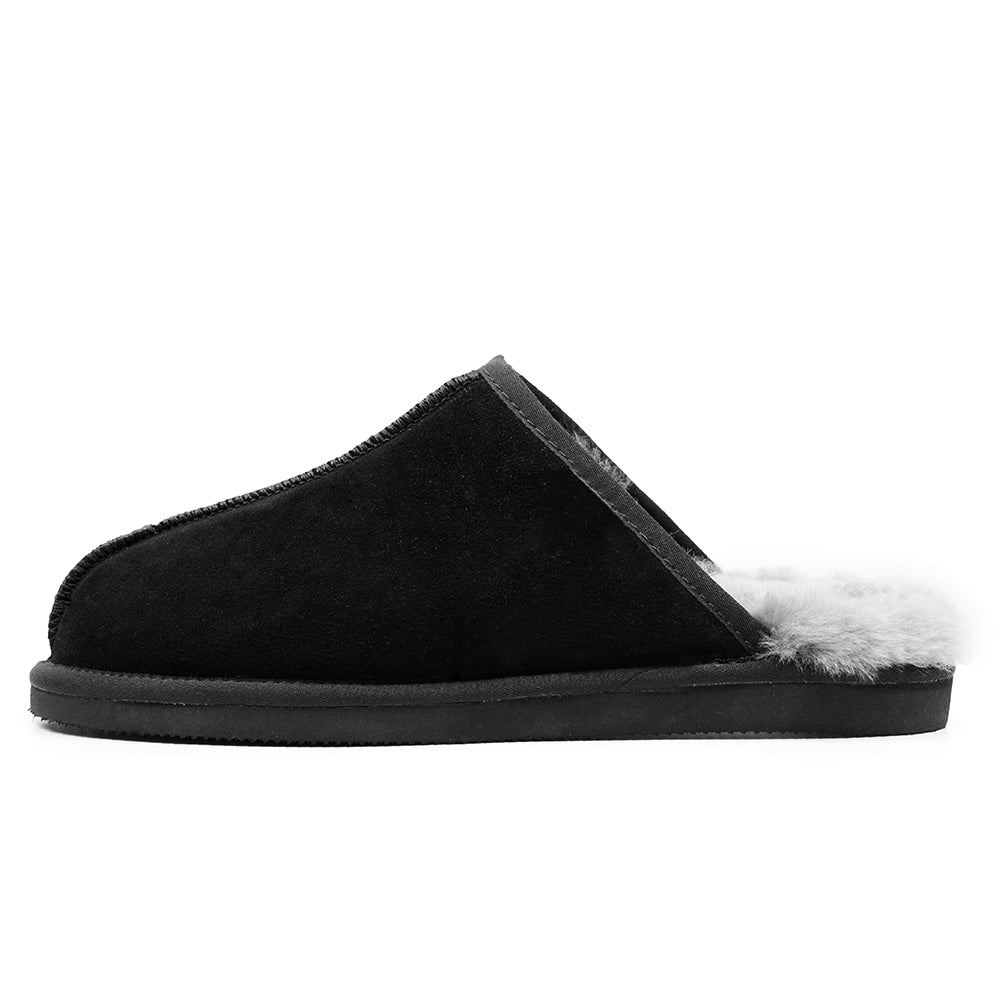 Minfot Fårskinnstofflor Slip-on Orust med sula Svart