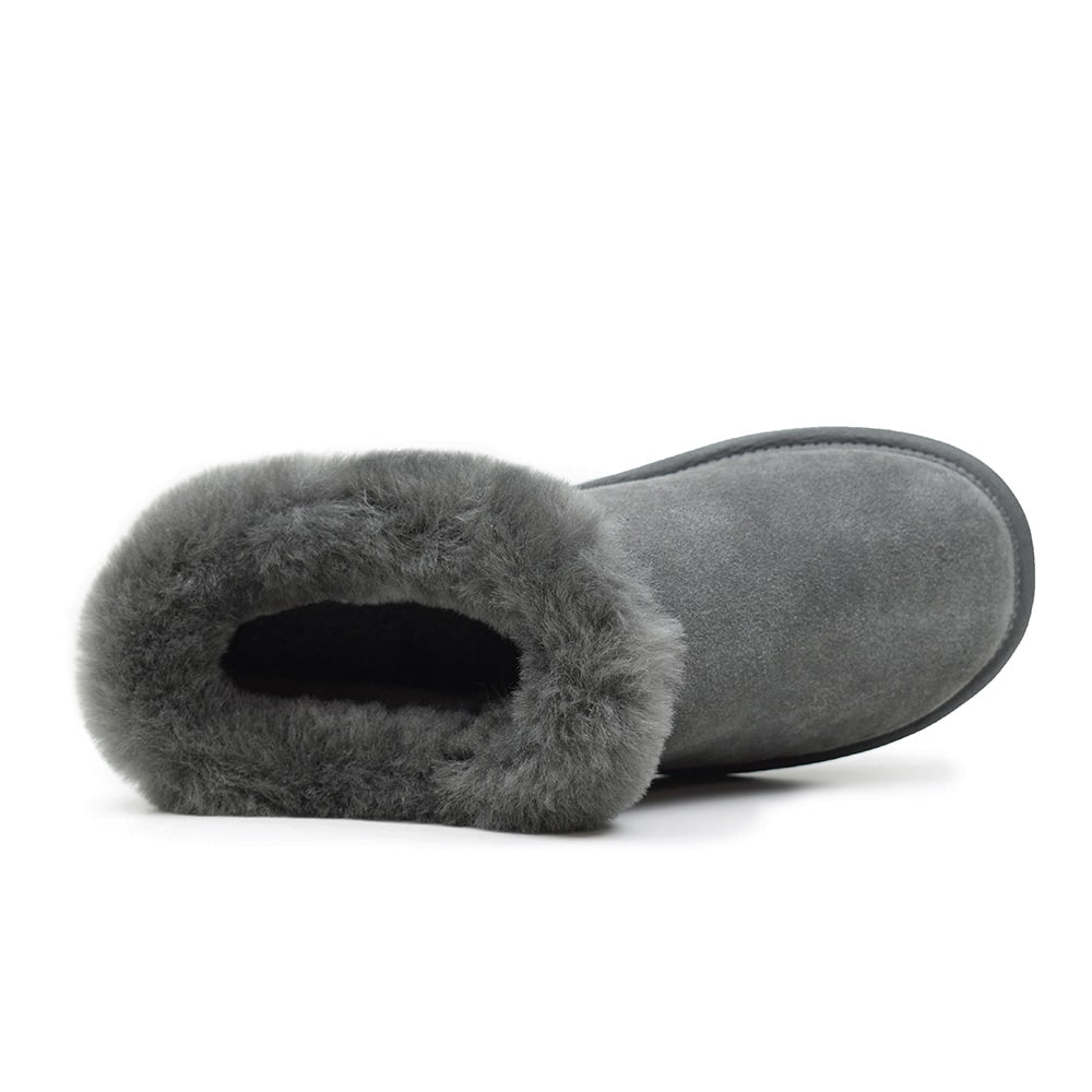 Minfot Fårskinnstofflor Bergen med sula Grå