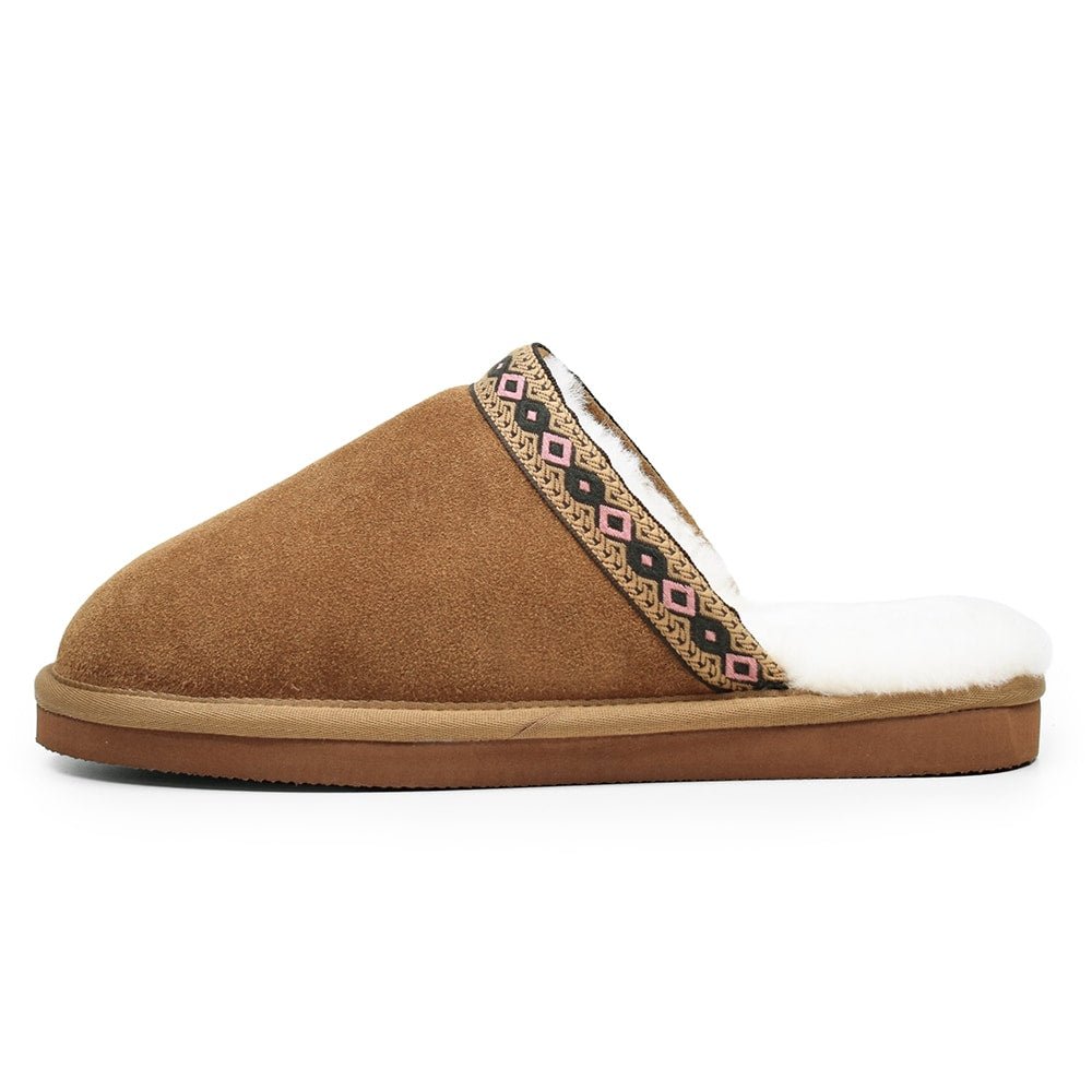Minfot Fårskinnstofflor Slip-on Myre med sula Chestnut