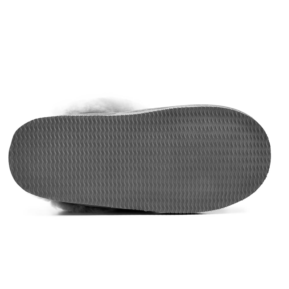 Minfot Fårskinnstofflor Slip-on Duved med sula Ljusgrå