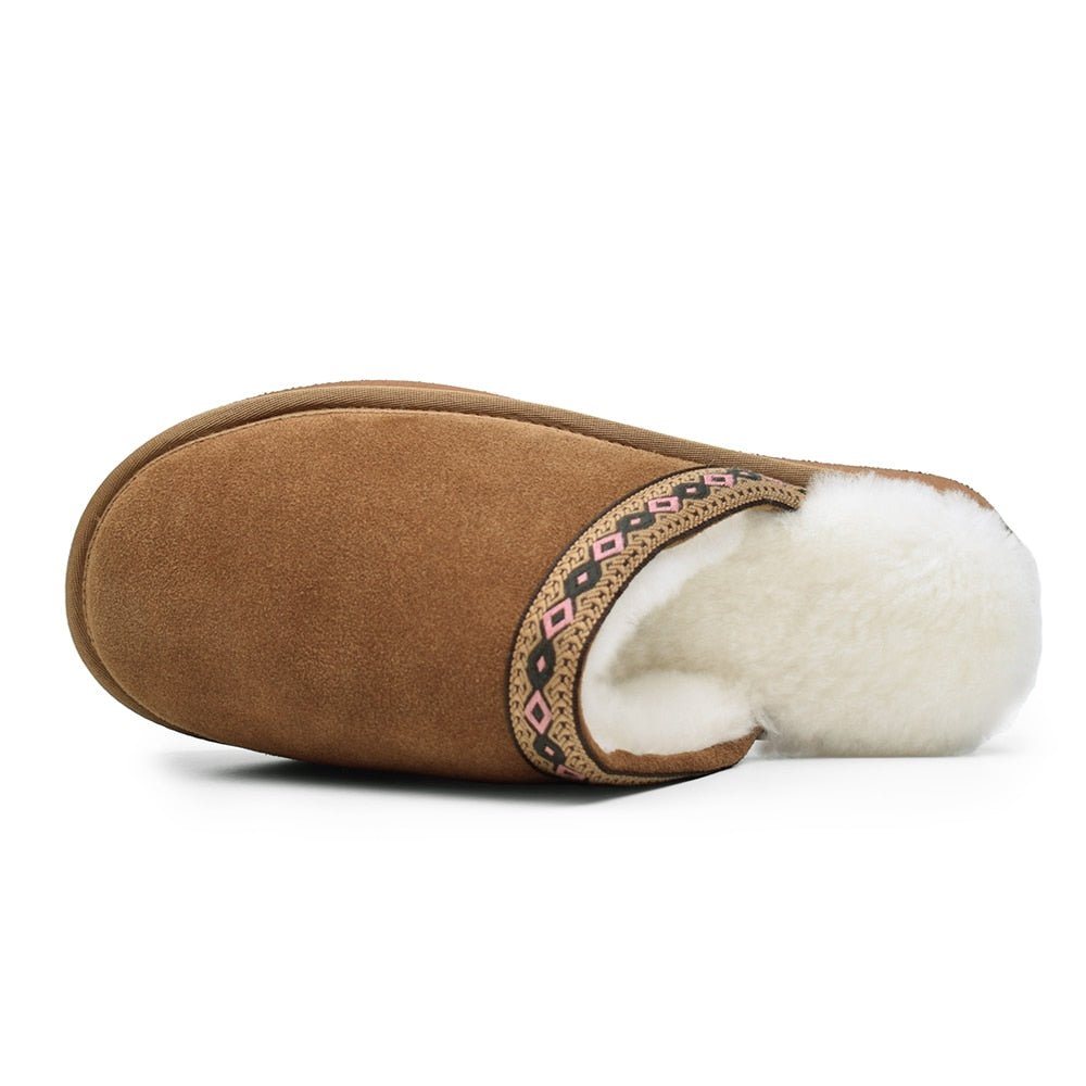 Minfot Fårskinnstofflor Slip-on Myre med sula Chestnut