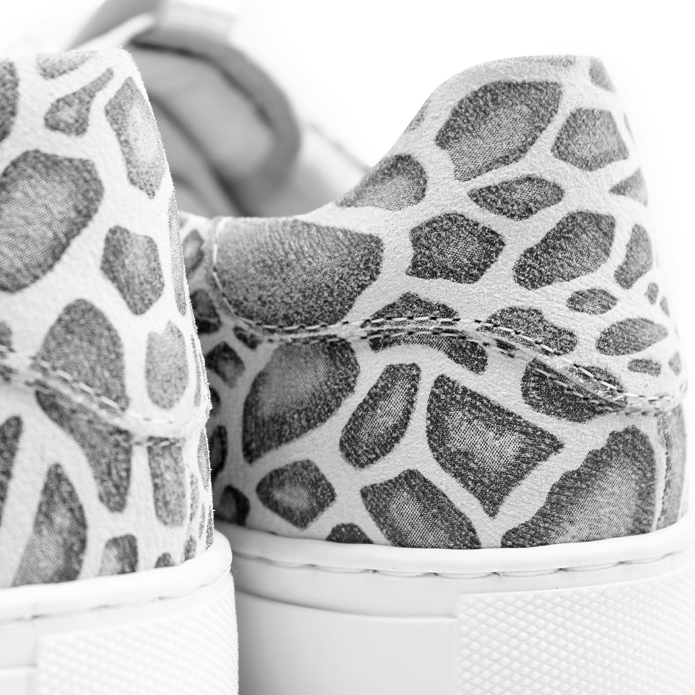Minfot Comfort Sneakers Skinn Leopard Vit