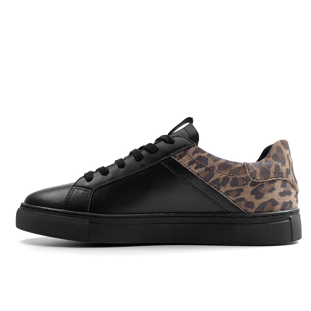 Minfot Comfort Sneakers Skinn Leopard Svart