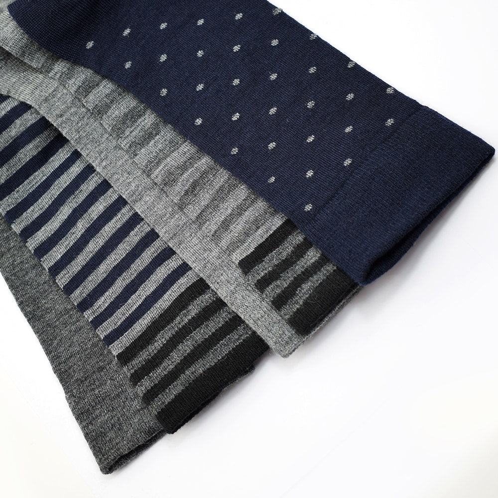 Produktbild 4 - Minfot Strumpor Merinoull Randig Navy Mix 5-pack