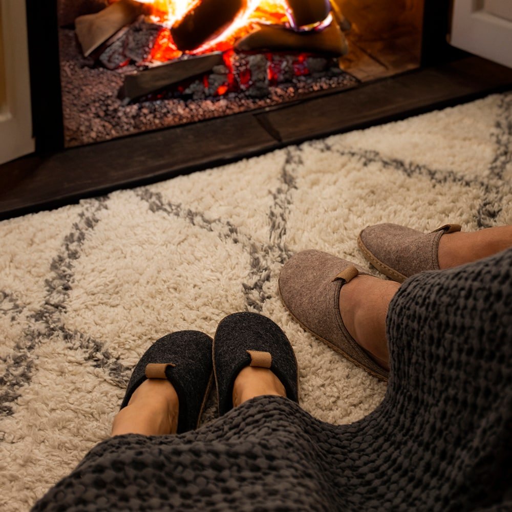 Minfot Cabin Tofflor Unisex Ull Grå