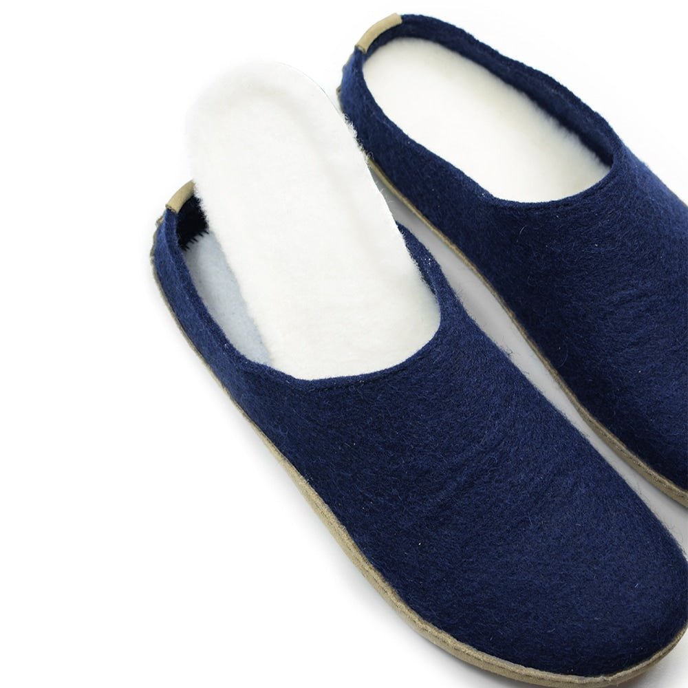 Minfot Ulltofflor Arild Fotbädd Fårskinn Navy