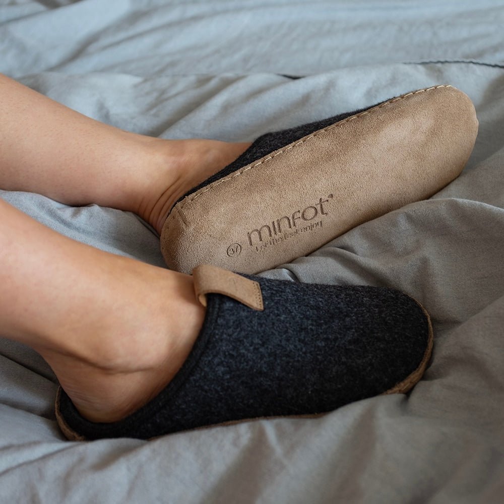 Minfot Cabin Tofflor Unisex Ull Grå