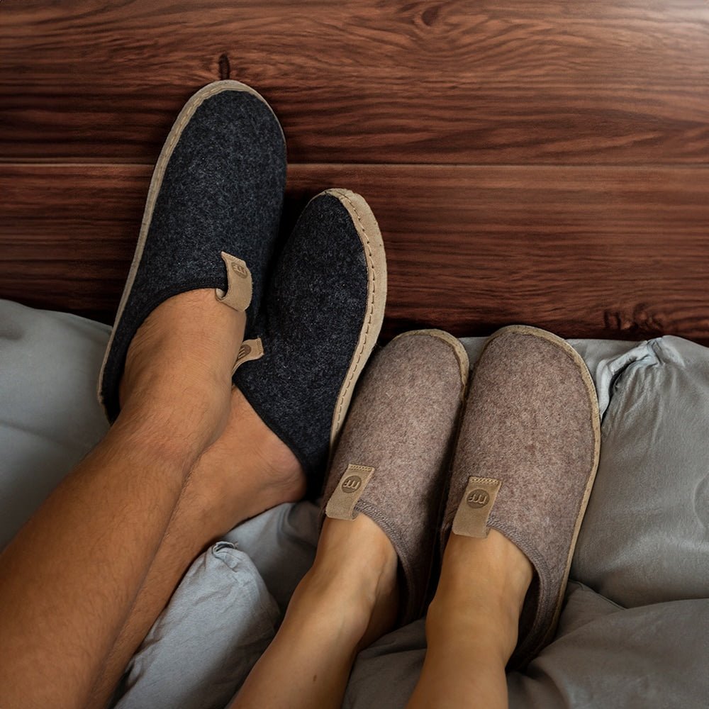 Minfot Cabin Tofflor Unisex Ull Grå