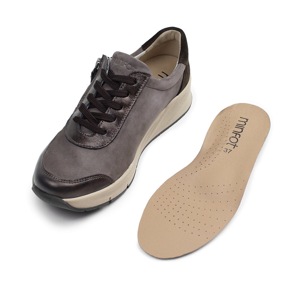 Minfot Vei Sneaker Stretch Nubuck Taupe Oxid