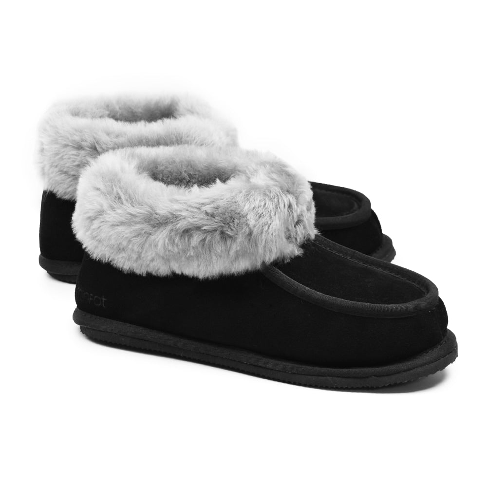 Produktbild 7 - Minfot Fårskinnstofflor Koster med sula Svart