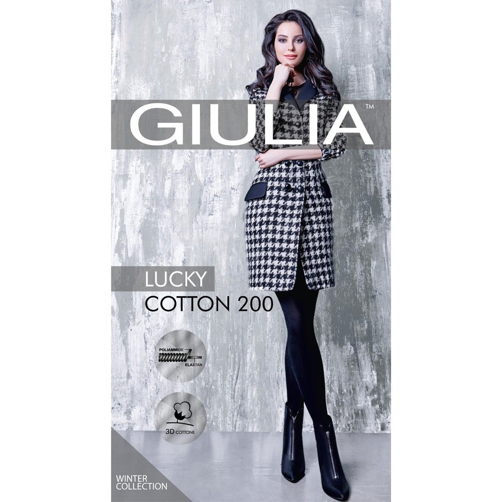 Giulia Lucky Cotton Strumpbyxor Bomull 200 den Svart