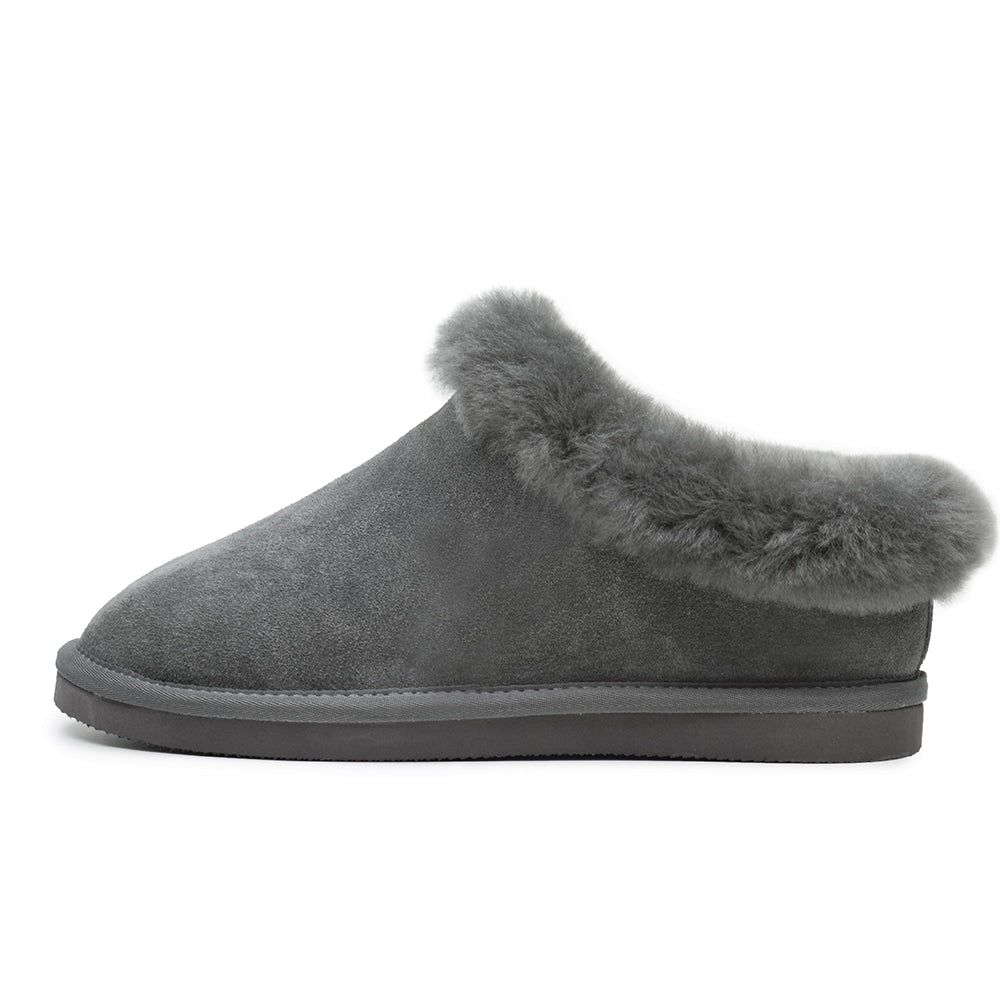 Minfot Fårskinnstofflor Bergen med sula Grå