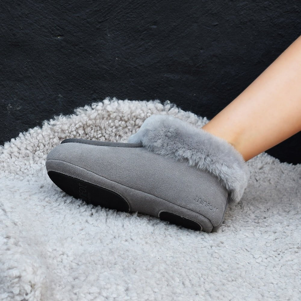Produktbild 8 - Minfot Fårskinnstofflor Hemse Med Sula Ljusgrå