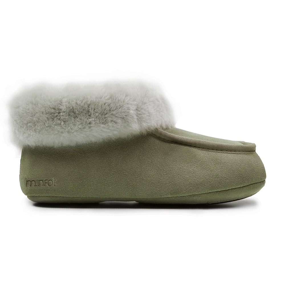 Minfot Fårskinnstofflor Hemse Med Sula Olive