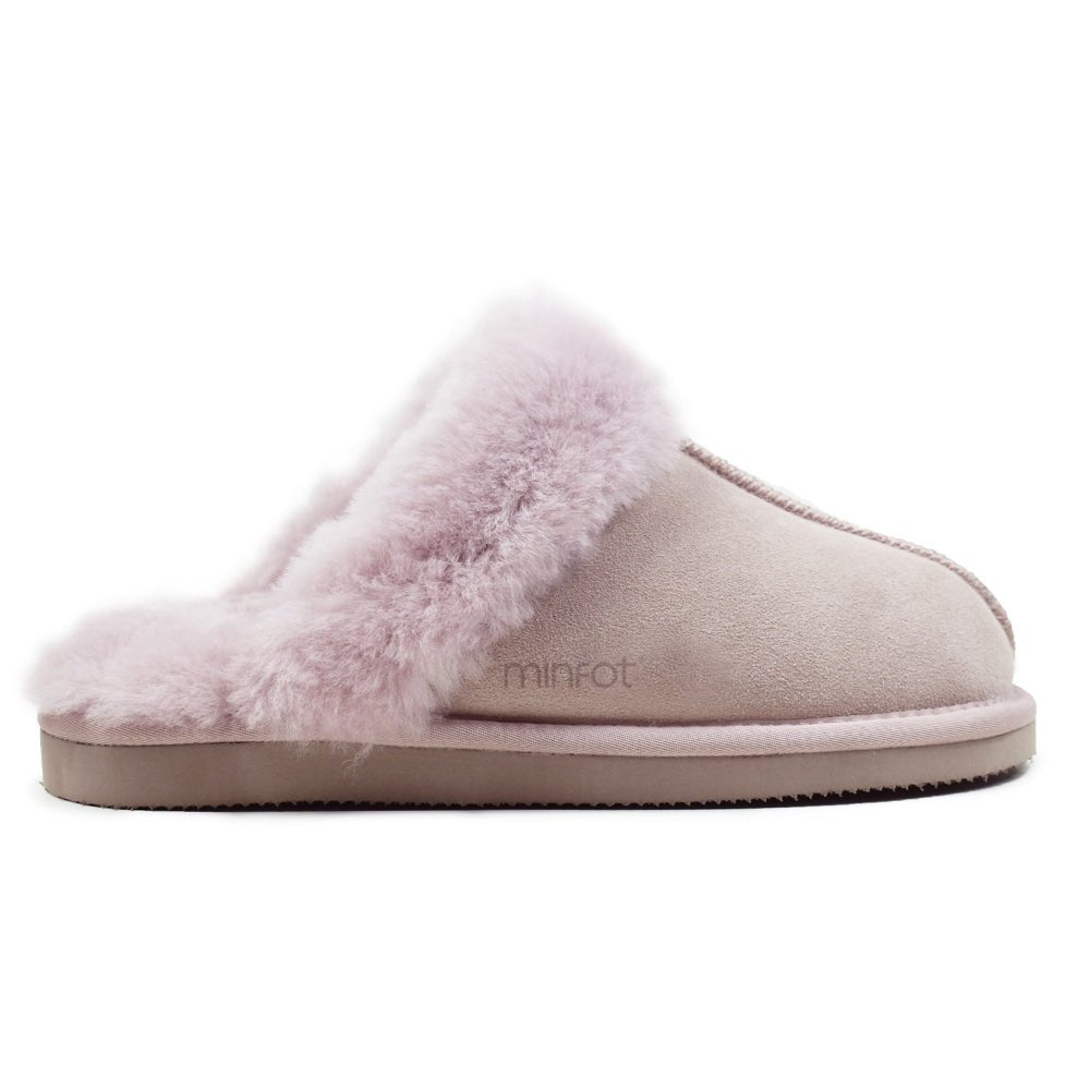 Minfot Fårskinnstofflor Slip-on Duved med sula Rosa