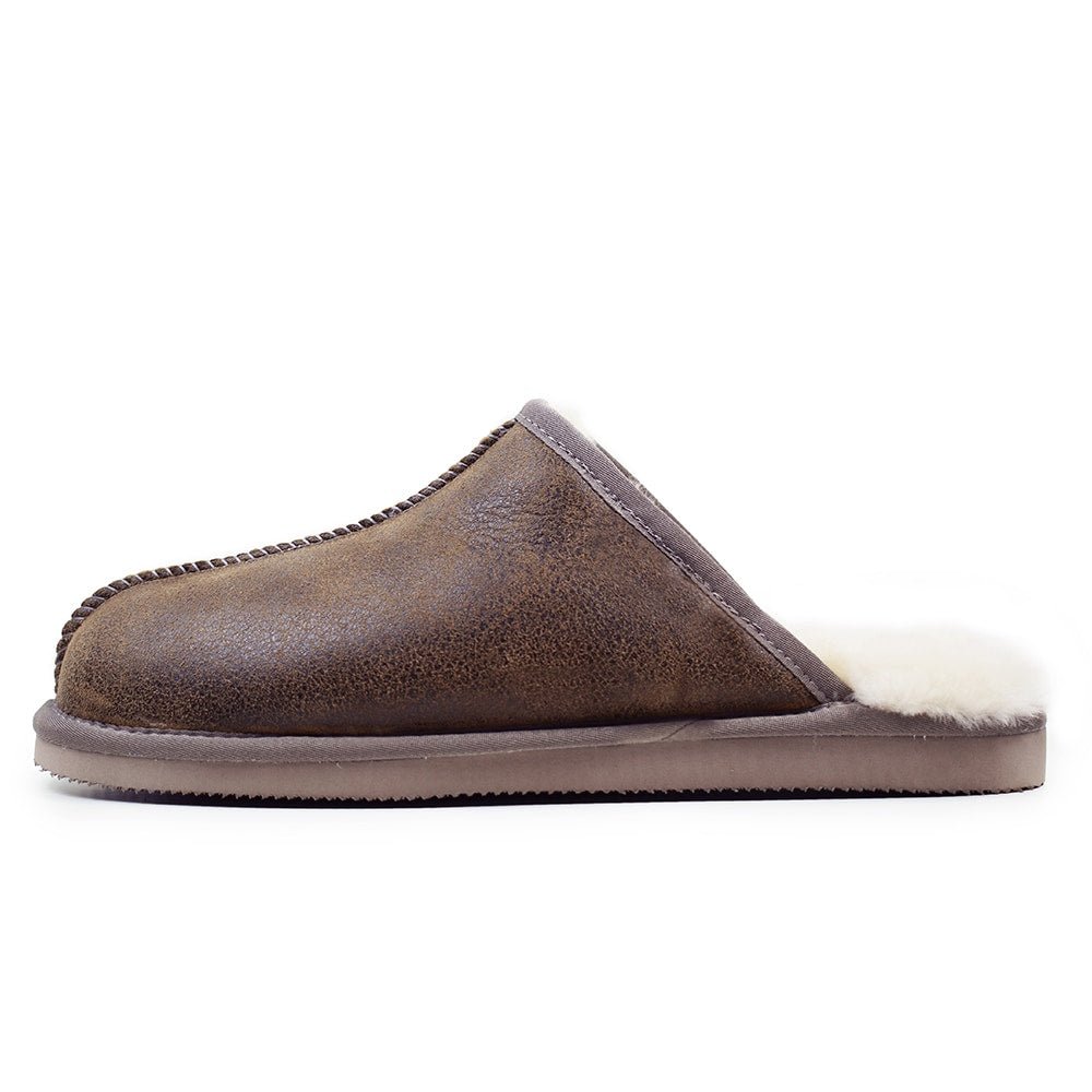 Minfot Fårskinnstofflor Slip-on Orust med sula Waxed Stone