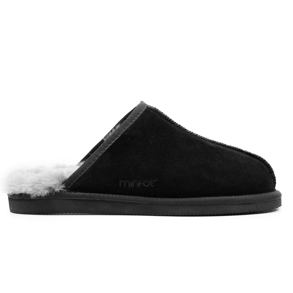 Minfot Fårskinnstofflor Slip-on Orust med sula Svart