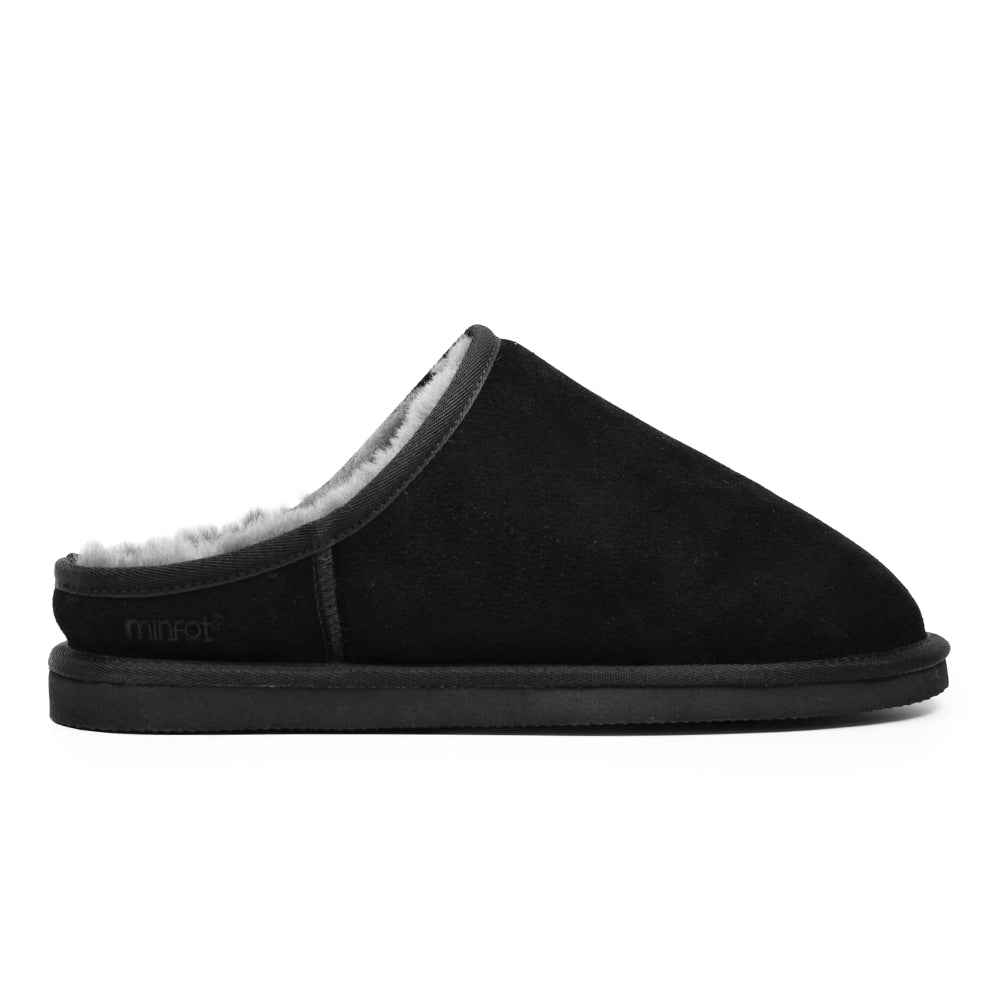 Minfot Fårskinnstofflor Vejle med sula Svart