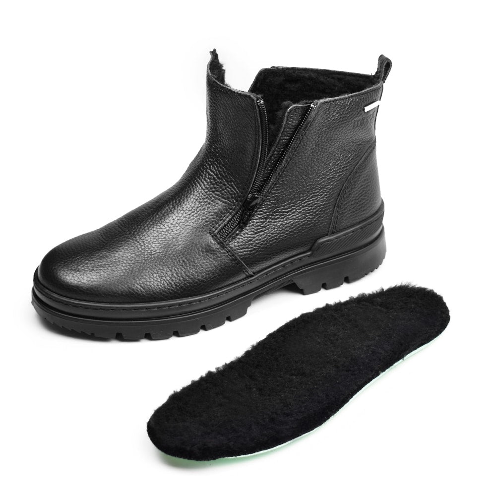 Minfot Dubbskor Kalix Skinn Ull Svart