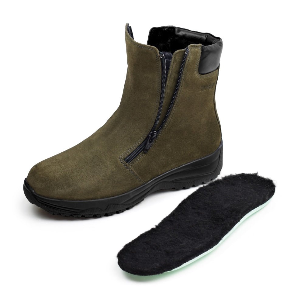 Minfot Dubbskor Boden Mocka Ull Mörkgrön