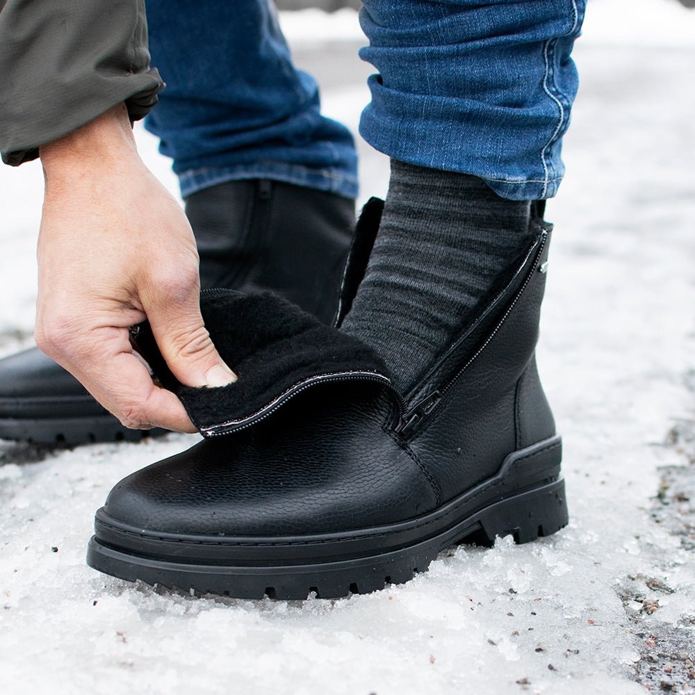 Minfot Dubbskor Kalix Skinn Ull Svart