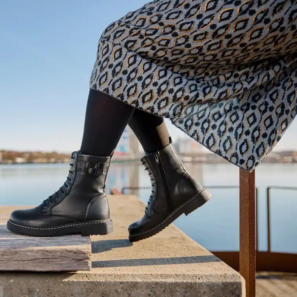 Produktbild 5 - New Feet Annie Boots Snörning Dragkedja Svart