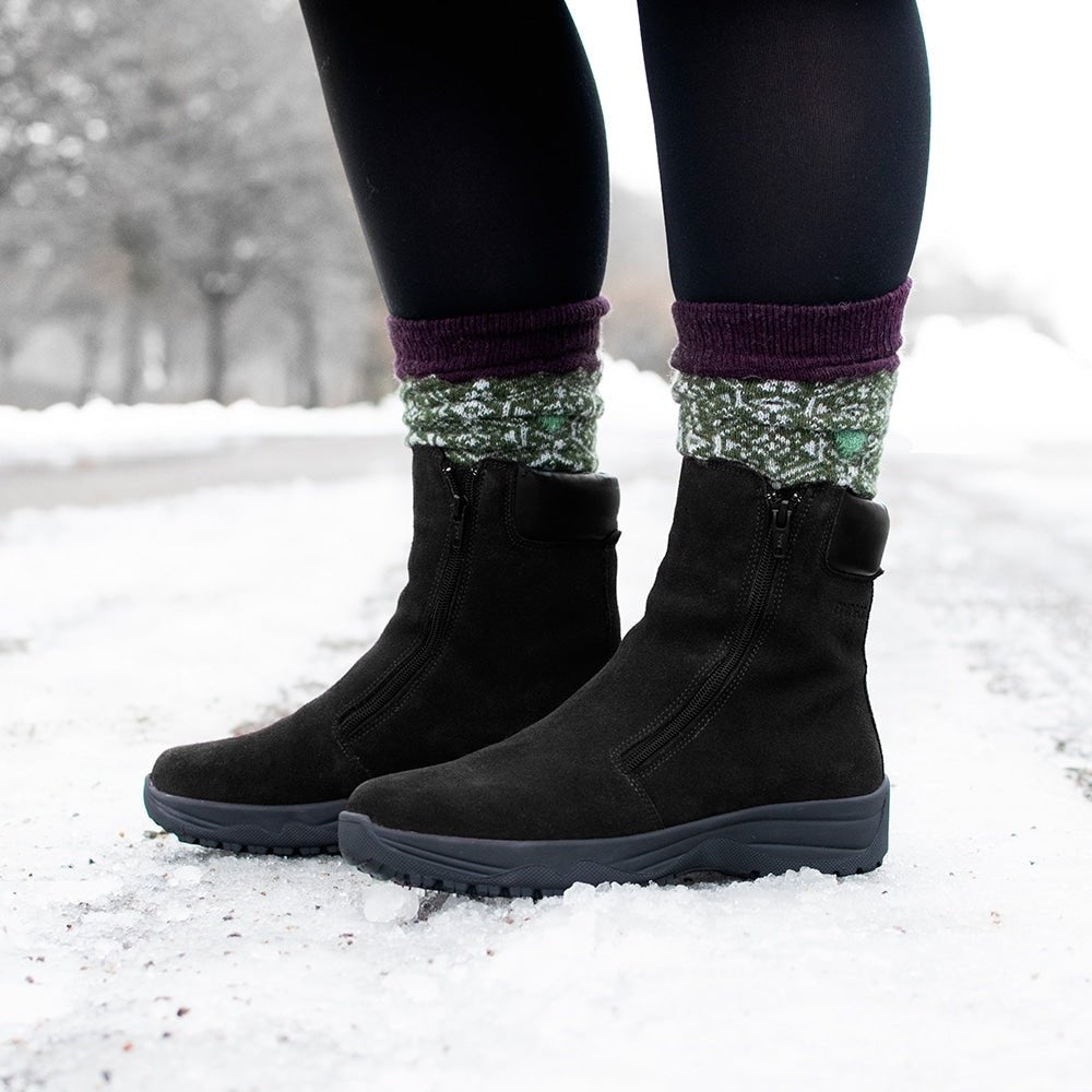 Minfot Dubbskor Boden Mocka Ull Svart