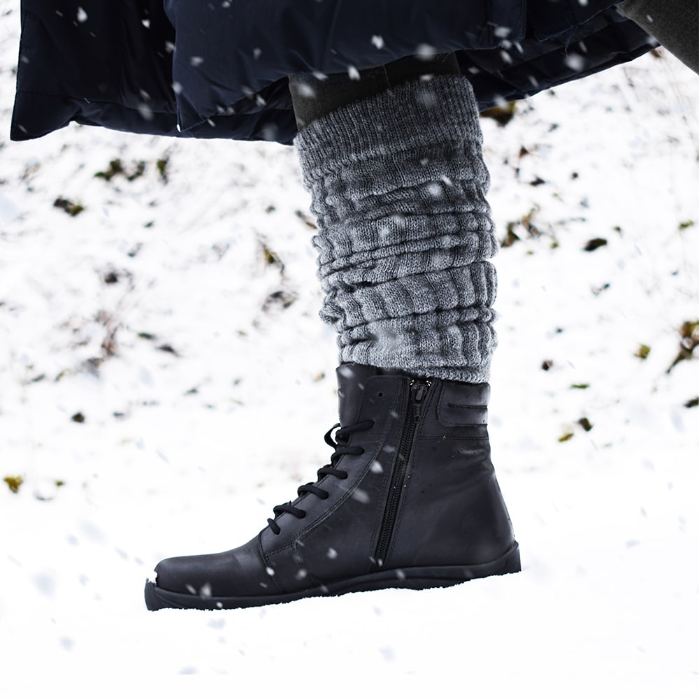 Minfot Dubbskor Lima Skinn Ull Svart