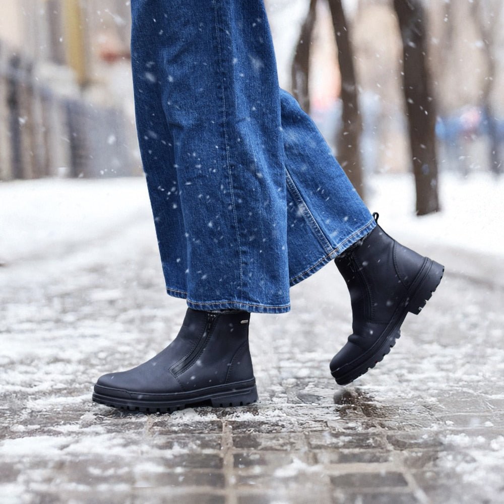 Minfot Dubbskor Haga Skinn Ull Svart