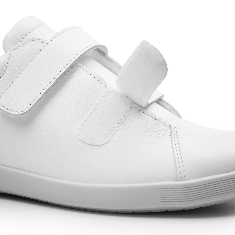 Minfot Aveny Skinn Sneaker med Kardborreband Vit
