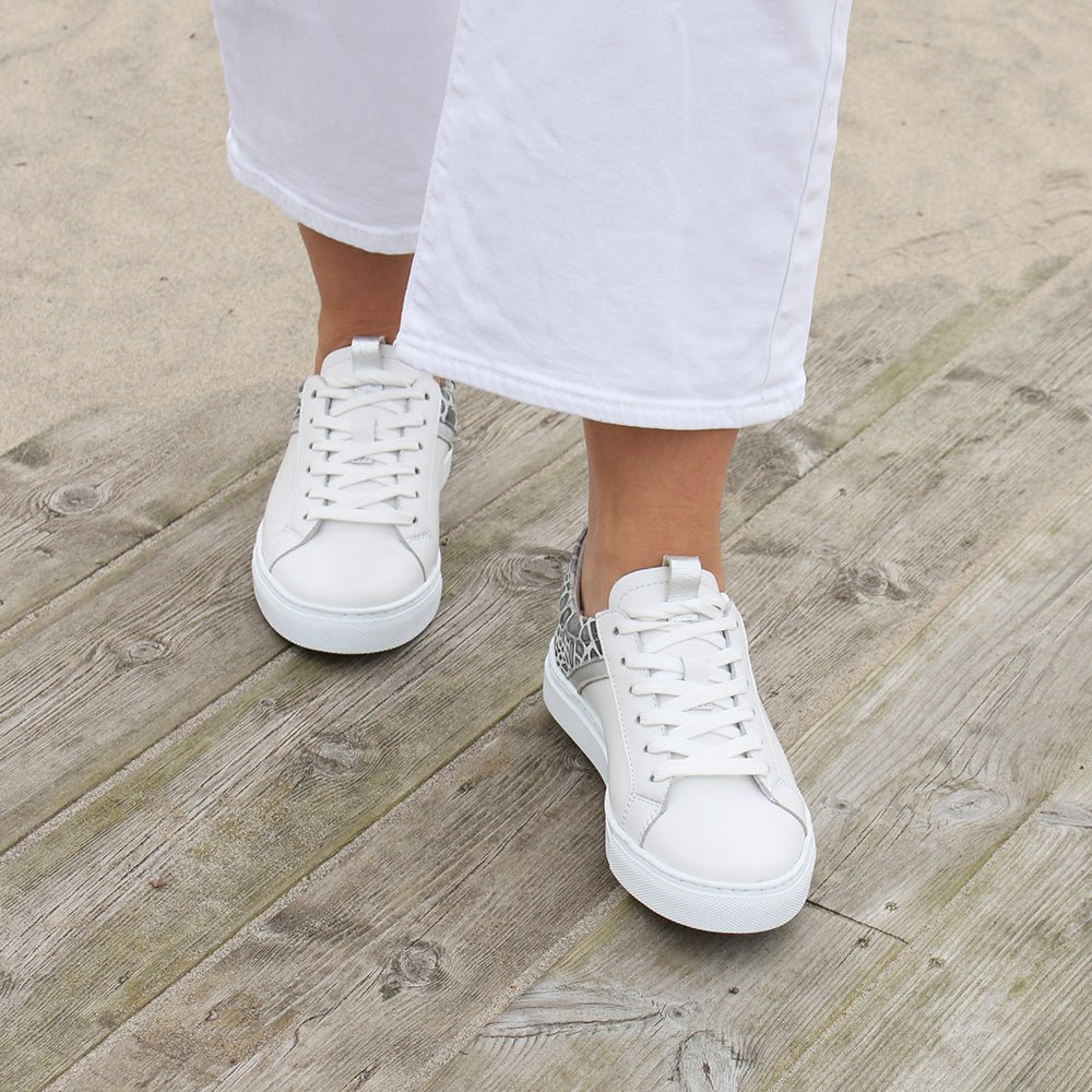 Minfot Comfort Sneakers Skinn Leopard Vit